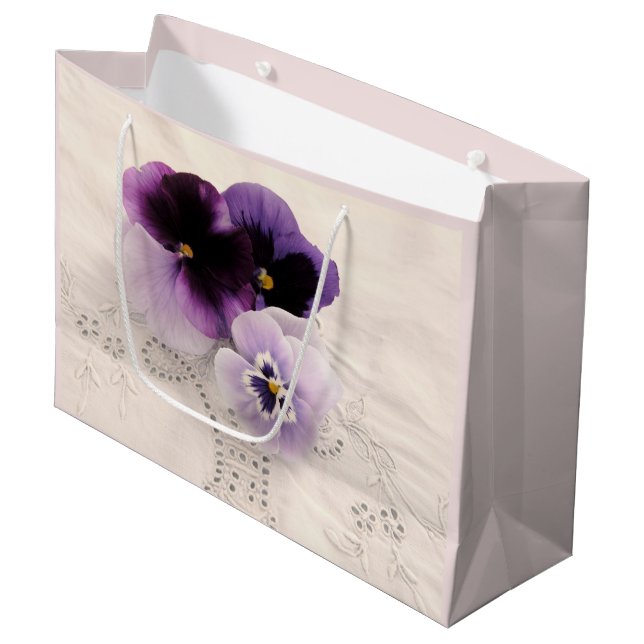 Bolsa De Regalo Grande Tres pansitas moradas (Angulo Anverso)