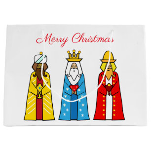 Bolsa De Regalo Grande Tres Reyes Magos sobre blanco