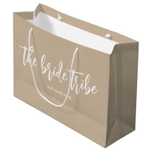 Bolsa De Regalo Grande Tribu de Novia Personalizada Champagne Beige Boda