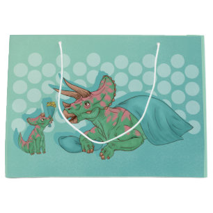 Bolsa De Regalo Grande Triceratops dando flores
