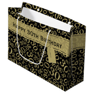 Bolsa De Regalo Grande Trigésimo oro feliz y blanco del modelo de la