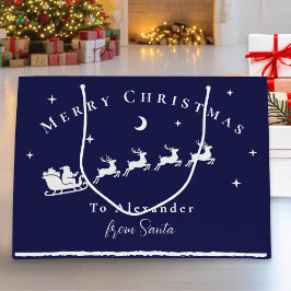 Bolsa De Regalo Grande Trineo de Santa Personalizado Reno Midnight Blue