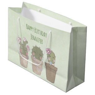 Bolsa De Regalo Grande Trío de Cactus Cute con Juguete Cumpleaños