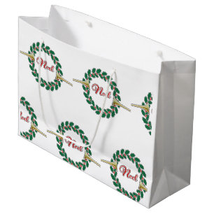 Bolsa De Regalo Grande Trompetas que Anuncian la Navidad: Corona de Feliz