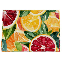 Bolsa De Regalo Grande Tropical Citrus Naranja Frutos