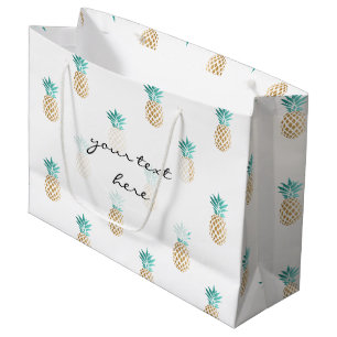 Bolsa De Regalo Grande trópico fresco verano falso dorado patrón de piña