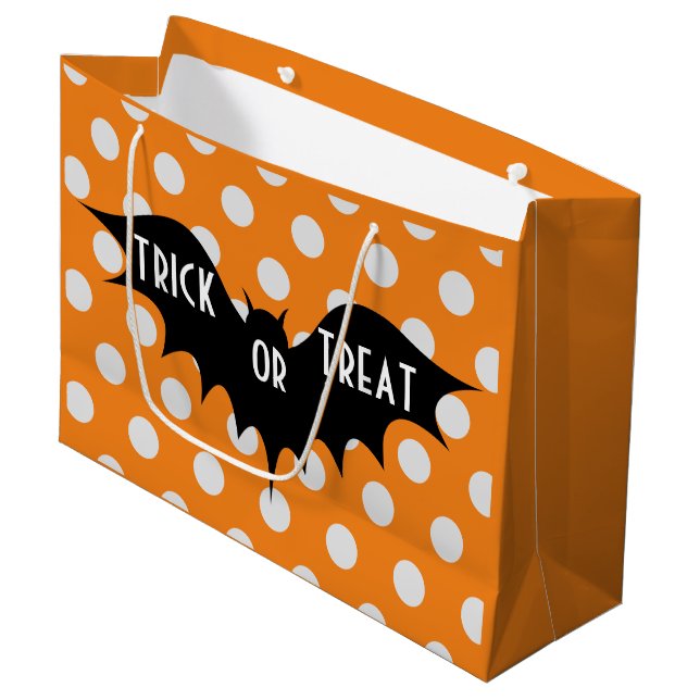 Bolsa De Regalo Grande Truco de Halloween o tratamiento de puntos de polk (Angulo Anverso)