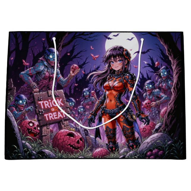 Bolsa De Regalo Grande Truco o Trato Zombies de Halloween repartiendo Cer (Anverso)