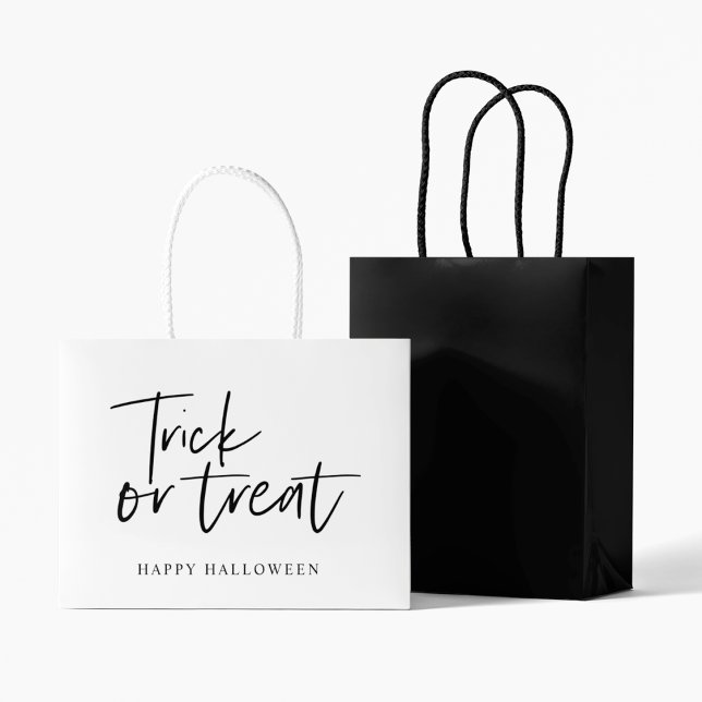 Bolsa De Regalo Grande Truco Y Tratamiento Mínimo Modernos | Feliz Hallow (Subido por el creador)