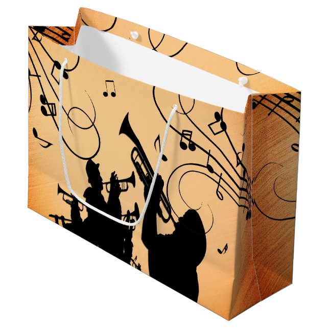 Bolsa De Regalo Grande Trumpet Section Jazz Music Naranja Rust (Angulo Anverso)