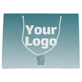 Bolsa De Regalo Grande Tu logotipo con código QR editable y gradiente omb