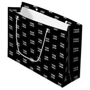 Bolsa De Regalo Grande Tu logotipo simple logotipo repetitivo Negro