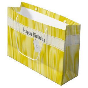 Bolsa De Regalo Grande Tu texto   Elegante satén amarillo de cumpleaños