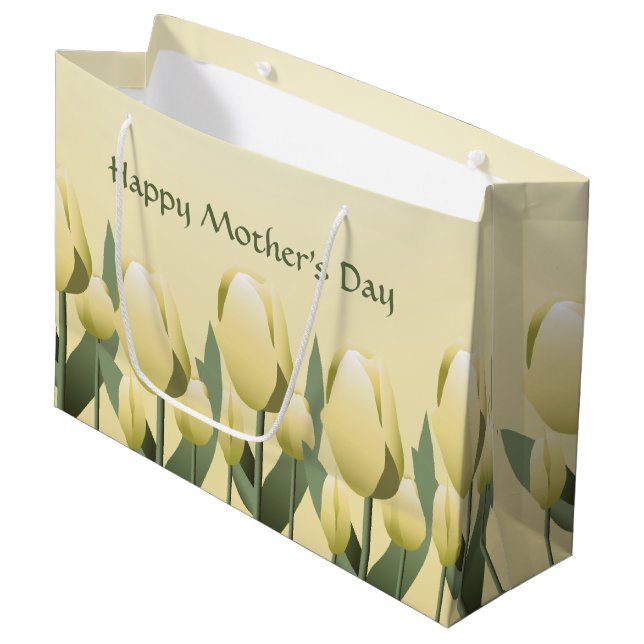 Bolsa De Regalo Grande Tulipanes Amarillos Primavera Día de la Madre Lg (Angulo Anverso)