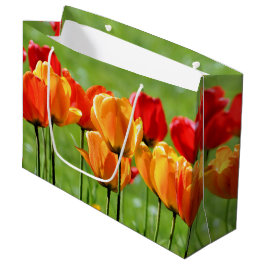 Bolsa De Regalo Grande Tulipanes Amarillos Y Rojos