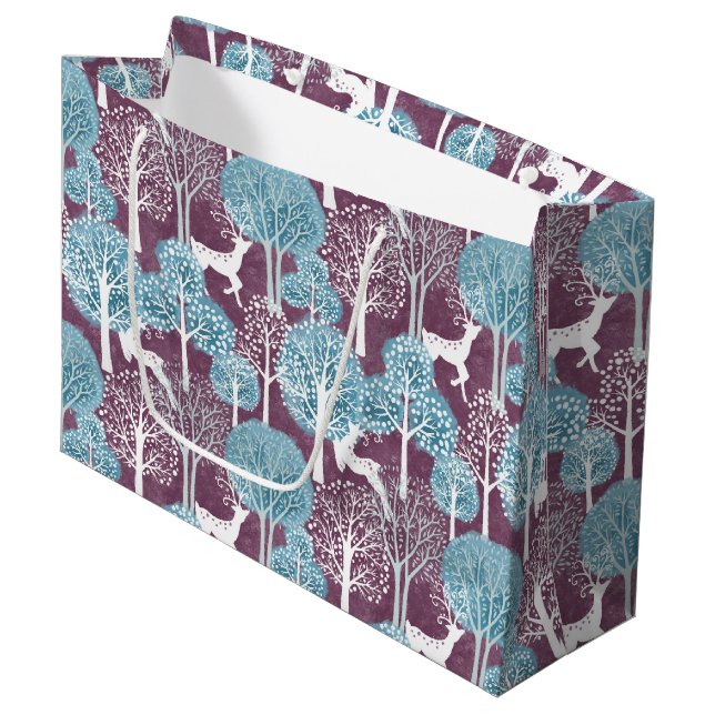 Bolsa De Regalo Grande Turquoise and Purple Deer Village Holiday  (Angulo Anverso)