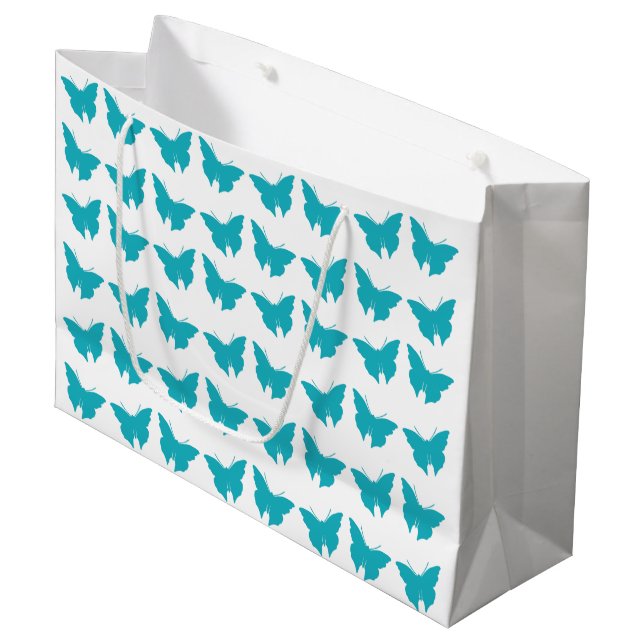 Bolsa De Regalo Grande Turquoise Bold Mod Butflies (Angulo Anverso)