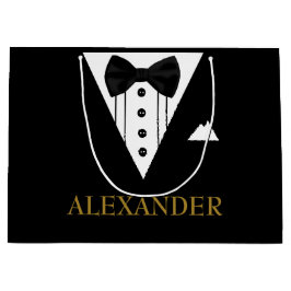 Bolsa De Regalo Grande Tuxedo Boda Groomsman personalizada Gracias