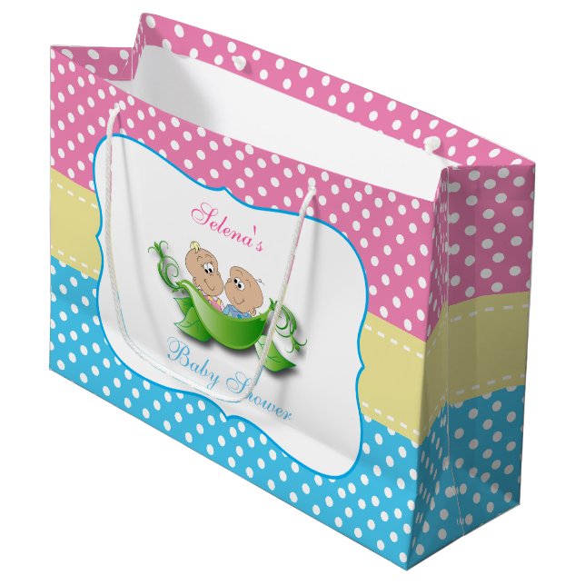 Bolsa De Regalo Grande Twin Boy y Chica Baby Shower (Angulo Anverso)
