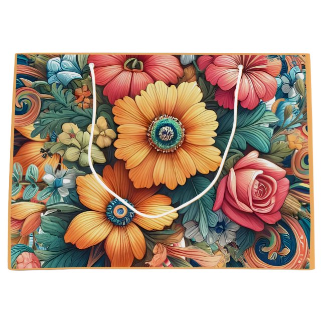 Bolsa De Regalo Grande Un bonito Bouquet de flores (Anverso)