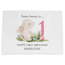 Bolsa De Regalo Grande Un conejo es un primer cumpleaños personalizado