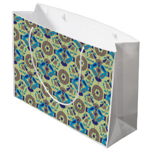 Bolsa De Regalo Grande Un diseño textil simétrico con azul y/o