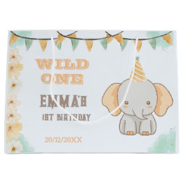 Bolsa De Regalo Grande Un elefante salvaje un lindo cumpleaños