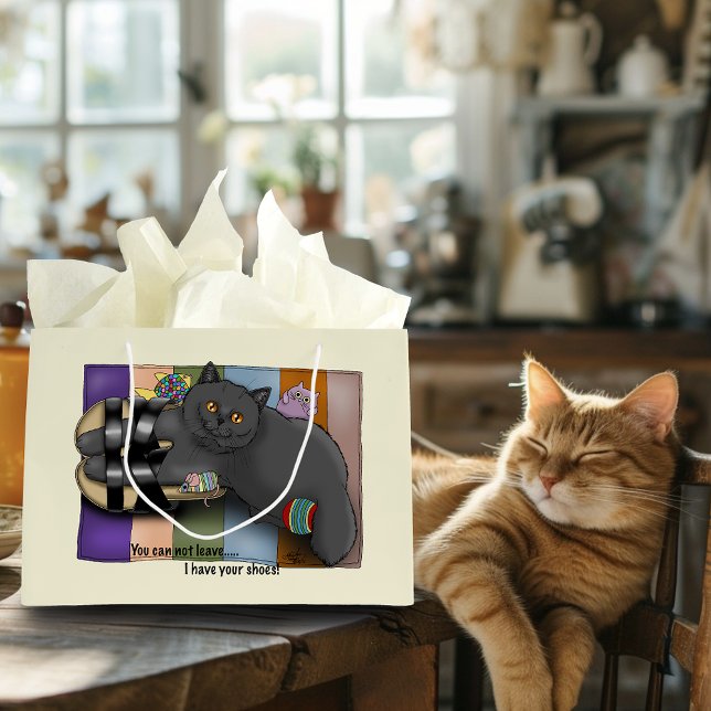 Bolsa De Regalo Grande Un gato británico de Shorthair Sandalias divertido (Subido por el creador)