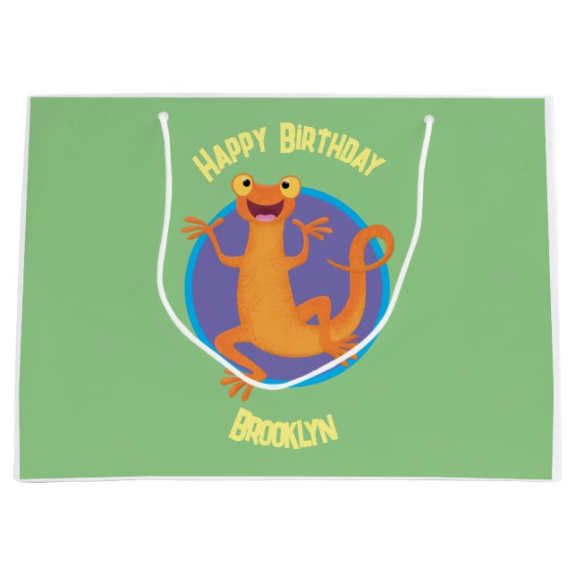 Bolsa De Regalo Grande Un naranja alegre y lindo bailando (Anverso)