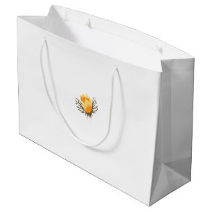 Bolsa De Regalo Grande una flor amarilla con hojas sobre fondo blanco