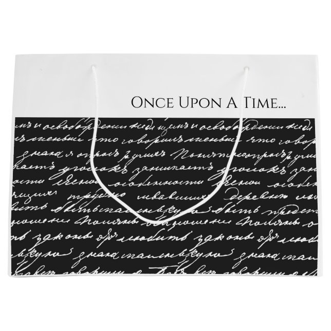 Bolsa De Regalo Grande Una Vez Una Historia De Tiempo Blanco Negro Escrit (Anverso)
