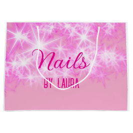 Bolsa De Regalo Grande Uñas glitter pastel rosado agregar nombre sitio we