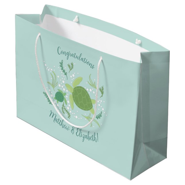 Bolsa De Regalo Grande Under Sea Turtles Baby Shower (Angulo reverso)