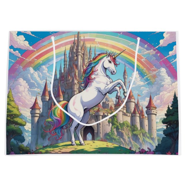 Bolsa De Regalo Grande Unicornio, arcoiris (Anverso)
