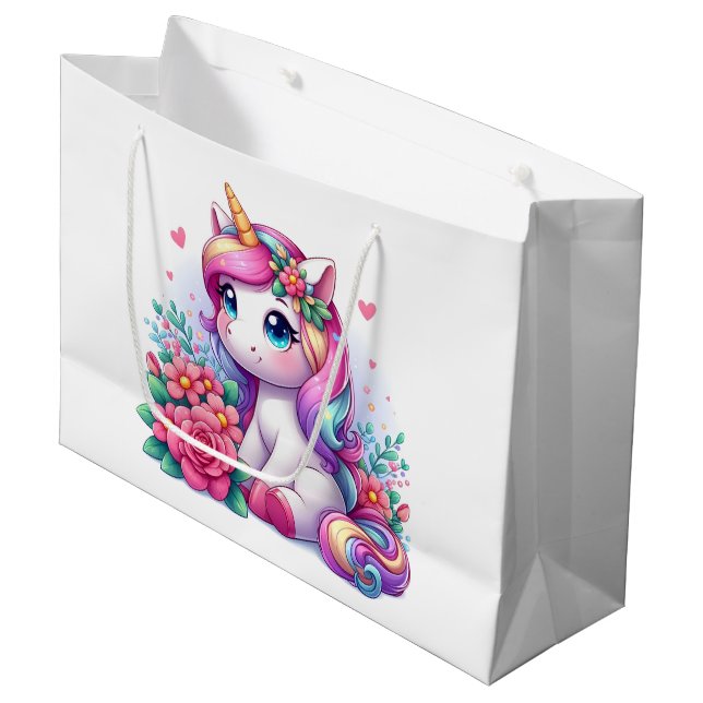 Bolsa De Regalo Grande Unicornio En El Jardín (Angulo Anverso)