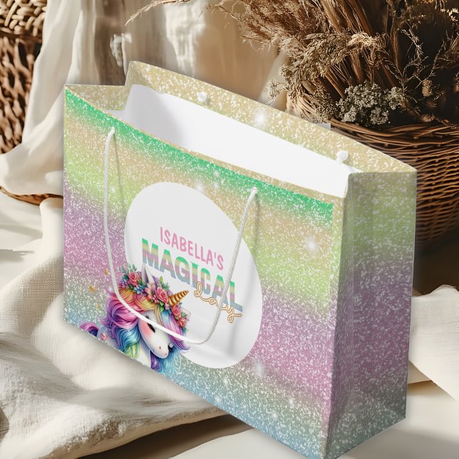 Bolsa De Regalo Grande unicornio mágico arcoíris brillo  (Subido por el creador)