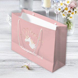 Bolsa De Regalo Grande Unicornio mágico blanco rosado Rosa claro moderno
