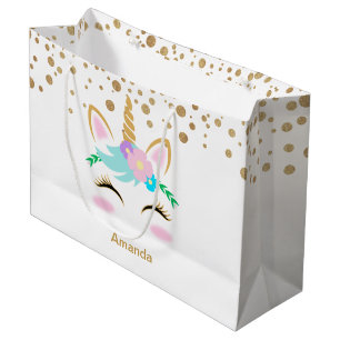 Bolsa De Regalo Grande Unicornios florales bonitos