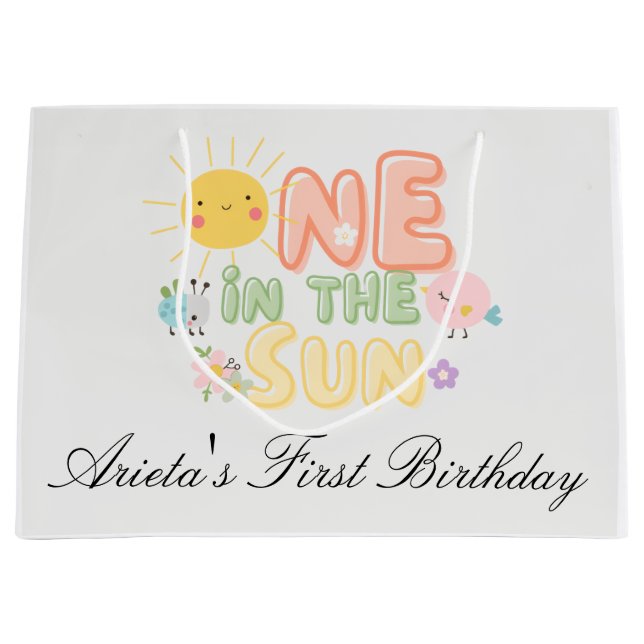 Bolsa De Regalo Grande uno en el Sol Primer Cumpleaños  (Anverso)