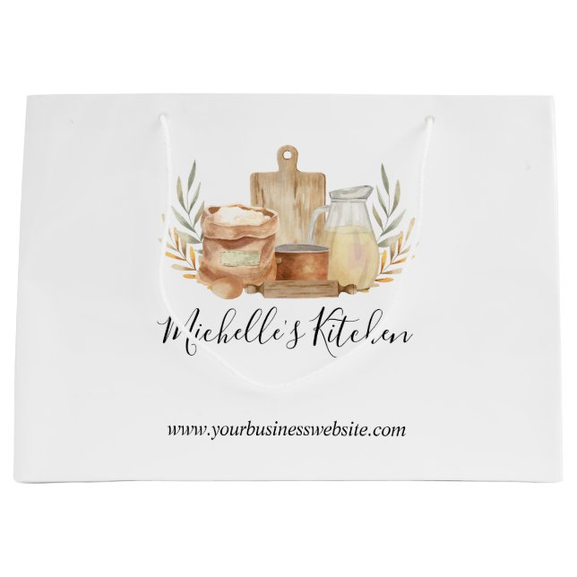 Bolsa De Regalo Grande Utensilios de cocina Comida Acuarela Hogar Caterin (Anverso)