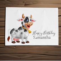 Vaca blanca y negra feliz cumpleaños