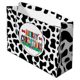 Bolsa De Regalo Grande Vaca Patrullas blancas negras Feliz Navidad