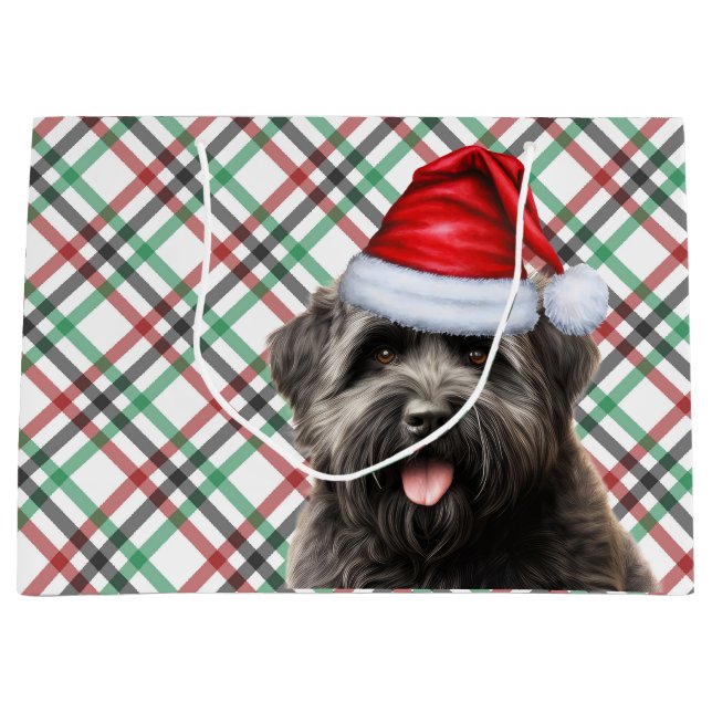 Bolsa De Regalo Grande Vacaciones de amantes del perro verde y rojo (Anverso)