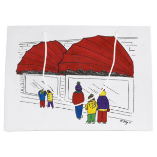 Bolsa De Regalo Grande Vacaciones de Navidades de New York Window Shoppin