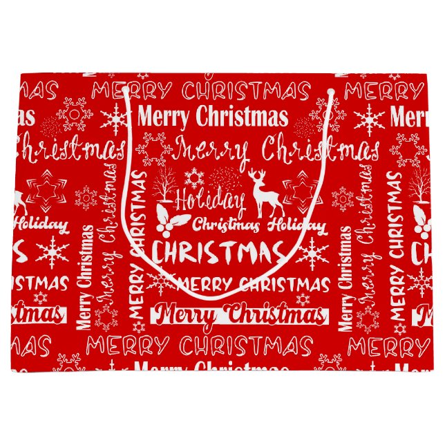 Bolsa De Regalo Grande vacaciones de navidades, patrón de Navidades, invi (Anverso)