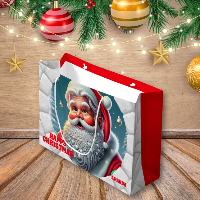 Bolsa De Regalo Grande Vacaciones rojas de Santa Claus en 3D (Subido por el creador)