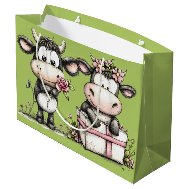 Bolsa De Regalo Grande Vacas de Cumpleaños (Angulo reverso)