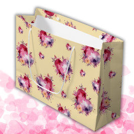 Bolsa De Regalo Grande Valentine Banana Mania Splash of Hearts Pattern