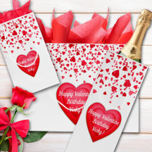 Valentine Cumpleaños Red Confetti Heart Personaliz