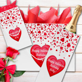 Bolsa De Regalo Grande Valentine Cumpleaños Red Confetti Heart Personaliz